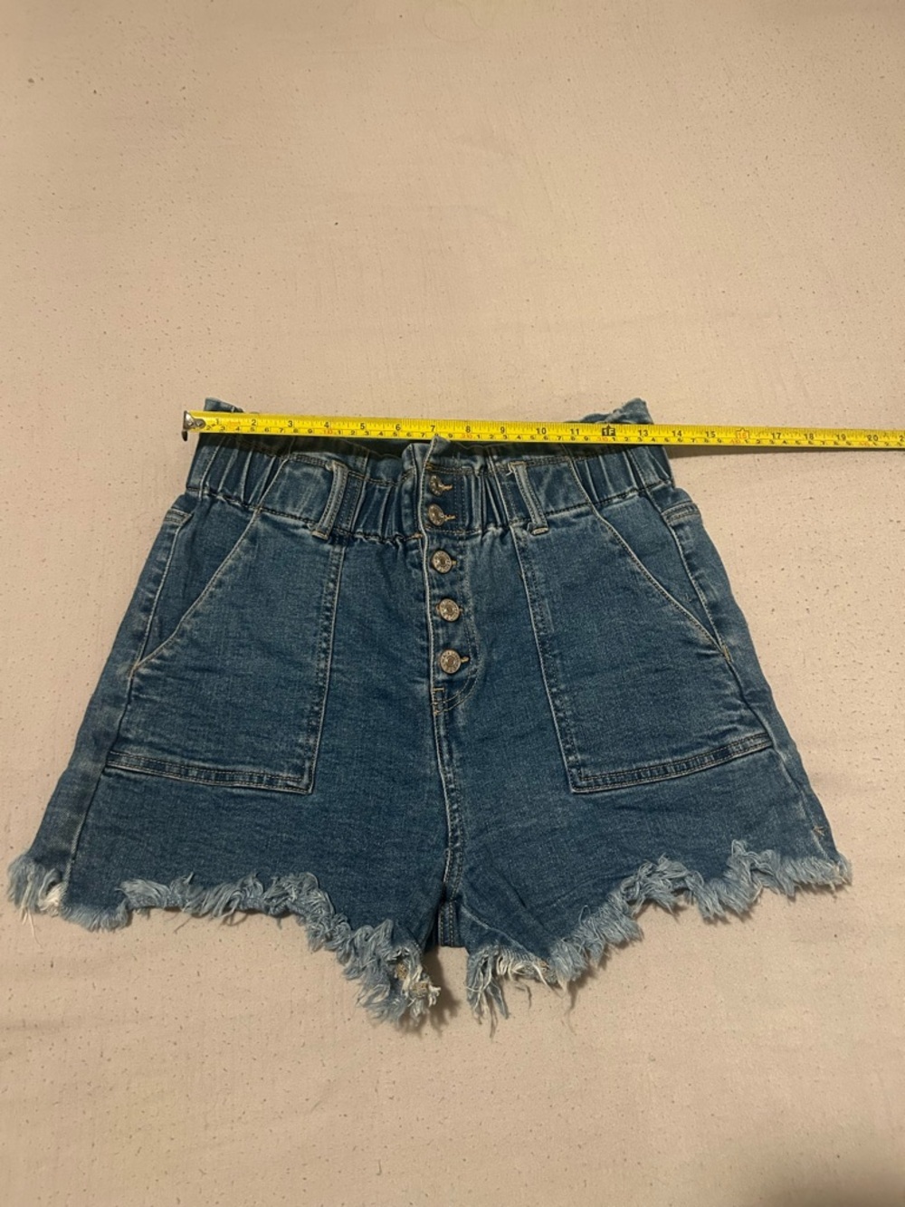Black Label Blue High-Waist Paperbag Denim Shorts - Picture 4 of 9
